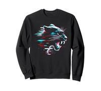 Pantera Nera Glitch - Vintage Panther Wild Animal Lover Felpa