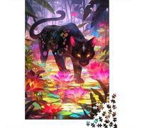 Pantera Nera Mistica Puzzle 1000 Pezzi per Adulti Scenario di Giungla Colorata Rilassante Focus Interazione Familiare Arredo Regalo 52x38cm/1000pcs
