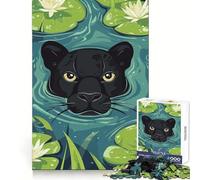 Pantera Nera nello stagno delle ninfee Puzzle da 1000 pezzi per adulti Un'attività rilassante per la mente Un regalo perfetto per il compleanno (38x26cm)