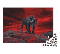 Pantera Nera Puzzle 1000 Pezzi Puzzle per Adulti Deserto Rosso Relax Concentrazione Decorazione Regalo Famiglia Tempo Libero 70x50cm/1000pcs