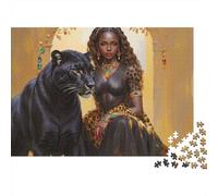 Pantera Nera Puzzle per Adulti Puzzle 1000 Pezzi Donna Misteriosa Gioco di Puzzle 1000 Pezzi Relax Decorazione Regalo 52x38cm/1000pcs