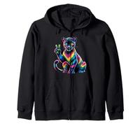 Pantera Nera Tie Dye Rana Segno della Pace Hippie Black Panther Felpa con Cappuccio