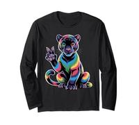 Pantera Nera Tie Dye Rana Segno della Pace Hippie Black Panther Maglia a Manica