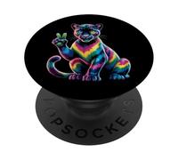 Pantera Nera Tie Dye Rana segno della pace Hippie Black Panther PopSockets PopGrip Adesivo