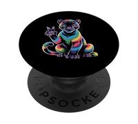 Pantera Nera Tie Dye Rana segno della pace Hippie Black Panther PopSockets PopGrip Adesivo