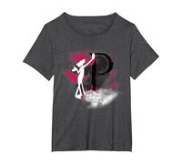 Pantera Rosa Le Pink Silhouette in Nebbia Maglietta, Donna Plus-Size, Grigio Scuro, 1X