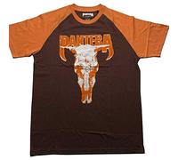 Pantera T Shirt Skull Band Logo Official Unisex Raglan Brown, T-Shirt Unisex - Adulto, Brown,