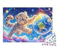 Pantera Terra Stelle 1000 Pezzi Mini Puzzle per Adolescenti Cartone | 70 x 50 cm, decorazione per la casa, taglio preciso, gioco intellettuale rilassante