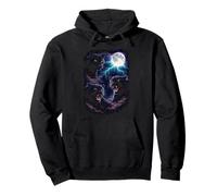 Pantere Scure sotto la Luna Piena Vintage Fantasy Lightning Felpa con Cappuccio