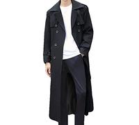 Pantete Trench da uomo doppiopetto oversize casual giacca a vento con risvolto giacca lunga soprabito, nero, Medium