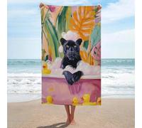 Panther in A - Telo mare in microfibra senza sabbia, grande, multiuso, assorbente, per bagno e piscina, 130 x 80 cm