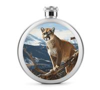 Panther Mountain Lion - Fiaschetta rotonda in acciaio inox a prova di perdite, per whisky, regalo di compleanno, Natale, per uomini, donne, damigella d'onore, feste di nozze, 141,7 g