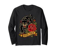 Panther Rose Traditional Tattoo Flash Stay True Old School Maglia a Manica