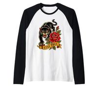 Panther Rose Traditional Tattoo Flash Stay True Old School Maglia con Maniche Raglan