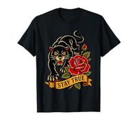 Panther Rose Traditional Tattoo Flash Stay True Old School Maglietta