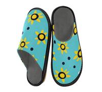 Pantofola da donna Trendy Susan Flower Polka Dots Ciano Pantofole da donna Indoor Sleepers Pantofole da donna Pantofole da donna Pantofole calde e accoglienti 6.5