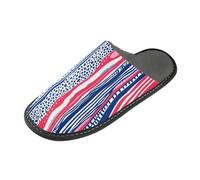 Pantofola dell'interno delle donne di stile tribale del modello della striscia rossa blu con la schiuma di memoria per la casa, camera da letto, Stile tribale con motivo a righe rosse e blu, 38/39 EU