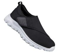 Pantofola Diabetici Estivi Scarpe Anziani Uomo Scarpe sanitarie comode Slip on Pianta Larga Sneaker Casual Ortopediche con Strappo per Piedi Gonfi da Camminata,Nero,43 EU