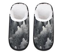 Pantofole a forma di fantasma di Halloween, per donne, uomini, da viaggio, per interni, in peluche, pantofole da casa, Multicolore, 8/11 UK Wide