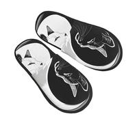 Pantofole a forma di gatto nero e bianco, per donne e uomini, Tai Chi, antiscivolo, per interni, comode, pelose, in memory foam, per camera da letto e da viaggio, Multicolore, 8/11 UK Men/ 9.5/11.5 UK