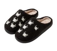 Pantofole a forma di ragno di Halloween, da donna, da uomo, in morbido peluche, calde e spettrali, per Halloween, casa di ragno, pantofole accoglienti con cuscino sfocato, scarpe invernali casual per