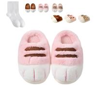 Pantofole a forma di zampa di gatto 3D, calde Cozy Furry Animal Paw House Shoes, Colore: rosa., 36/37 EU