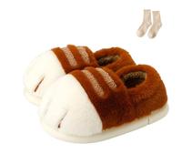 Pantofole a forma di zampa di gatto, 3D con zampa di gatto, per l'inverno, accoglienti e calde, per la casa, Marrone a, 38.5/39.5 EU