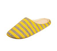 Pantofole a righe da donna, invernali, in peluche, calde, comode e ortopediche, in pelliccia, pantofole da uomo chiuse, casual, alla moda, per la casa, pantofole, giallo, 37 EU