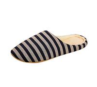 Pantofole a righe da donna, invernali, in peluche, calde, comode e ortopediche, in pelliccia, pantofole da uomo chiuse, casual, alla moda, per la casa, pantofole, Marina, 45 EU