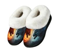 Pantofole a stivaletto con drago blu di fuoco, per interni ed esterni, scarpe da casa, Multi, 41/42 EU