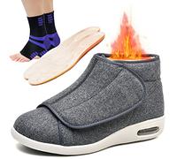 Pantofole a Stivaletto da Uomo Ortopediche Invernali Babbucce Pantofole Stivaletto Uomo Calde Peluche Pelose Foderata Scarpe diabetiche Scarpe da Passeggio Larghi Comodi,Gray woolen fabric,43.5 EU