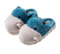 Pantofole animali ippopotamo Pantofole da donna Pantofole in cotone peluche per la casa Pantofole invernali (Blue, Adulto, Donna, 38, Numero (range), Sistema Taglie Calzature EU, 39, Stretta)