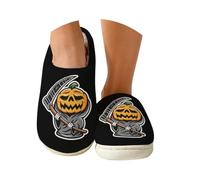 Pantofole antiscivolo per donne anziane, pantofole in memory foam | Pantofole chiuse per le donne, pantofole di zucca di Halloween, pantofole in cotone stampato morte, cursori in peluche per la