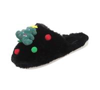 Pantofole Bambina 25 - Pantofole Natalizie per Bambini Pantofole con Suola Morbida E Stampata con Albero di Natale per Bambini E Bambine (Black 7-8 Years)