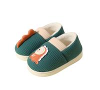 Pantofole bambina invernali calde soffici per interni ed esterni design dinosauro accoglienti comode per bambini piccoli ragazze e ragazzi, verde, 25 EU