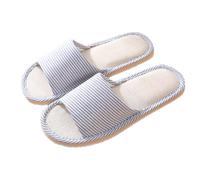 Pantofole basse da donna e da uomo, antiscivolo, in lino, per interni ed esterni, in memory foam, in lino, casual, luce morbida, con punta aperta, comode pantofole, Blu, B