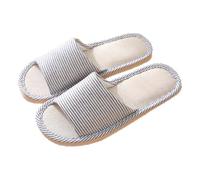 Pantofole basse da donna e da uomo, antiscivolo, in lino, per interni ed esterni, in memory foam, in lino, casual, luce morbida, con punta aperta, comode pantofole, Blu mare, C