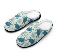 Pantofole Blue Sea Turtle And Coral Reef Ciabatte Da Bagno Per Spa | Indoor Pantofole Morbido Silenziose Ciabatte da Casa per Hotel Ospiti Invernali