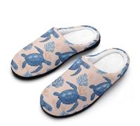 Pantofole Blue Sea Turtle & Coral Reef Ciabatte Da Casa Per Ospiti | Indoor Pantofole Memory Foam Cozy Ciabatte da Bagno per Spa Hotel Unisex