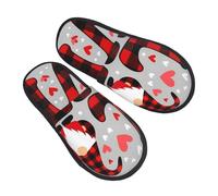 Pantofole Buffalo Plaid Love And Gnome Print Ciabatte Da Viaggio Unisex Morbide Scarpe Da Casa Per Spa Uomo Interni M