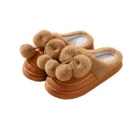 Pantofole calde da donna comode pantofole invernali per scarpe da interno con design a fiocco con comoda copertura delle dita per lei e coppie, Marrone, 36.5 EU