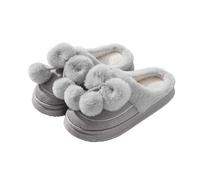 Pantofole calde da donna comode pantofole invernali per scarpe da interno con design a fiocco con comoda copertura delle dita per lei e coppie, Grigio, 36.5 EU