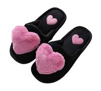 Pantofole calde da donna, invernali, in peluche, chiuse, a forma di cuore, antiscivolo, comode, leggere, unisex, in feltro, per attività all'aperto, Lilla, 40 EU
