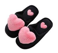Pantofole calde da donna, invernali, in peluche, chiuse, a forma di cuore, antiscivolo, comode, leggere, unisex, in feltro, per attività all'aperto, Colore: rosa., 40 EU