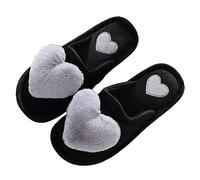 Pantofole calde da donna, invernali, in peluche, chiuse, a forma di cuore, antiscivolo, comode, leggere, unisex, in feltro, per attività all'aperto, grigio., 38 EU
