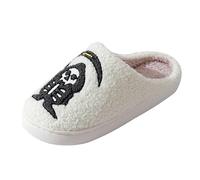 Pantofole calde da donna invernali, pantofole da donna in peluche carino, comode e morbide, in feltro, bianco, 44 EU