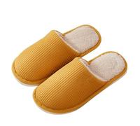 Pantofole calde per anziani da donna, in feltro, con suola in gomma, suola spessa, antiscivolo, in feltro, tinta unita, calde, con chiusura frontale, giallo., 38 EU