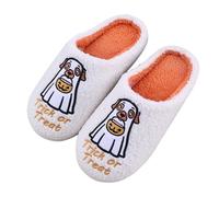Pantofole carino Halloween zucca pantofole donna novità zucca cane pantofola coppia cartone animato pantofola per camera da letto peluche scarpe invernali pelose ultra morbide cursori slip on indoor