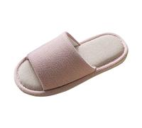 Pantofole comode e antiscivolo, in lino, per interni ed esterni, in memory foam, Colore: rosa., 38 EU