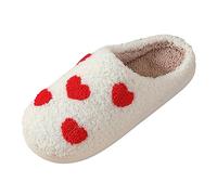 Pantofole comode e carine a forma di amore per l'inverno, in cotone, unisex, con fondo spesso